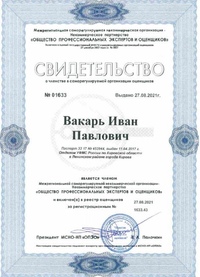 Документы на право осуществления экспертной и оценочной деятельности